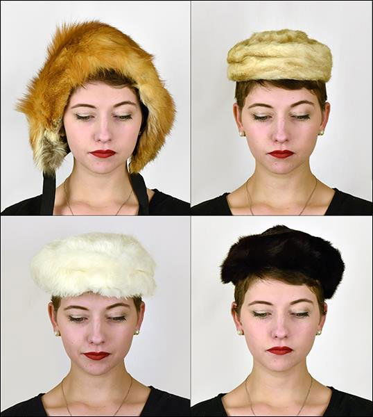 Group of Four Fur Hats Consisting of mink, rabbit and: Consisting of mink, rabbit and possibly fox hats.