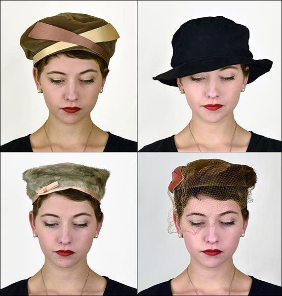 Group of Four Vintage Hats Consisting of two fur hats (1 of 5)