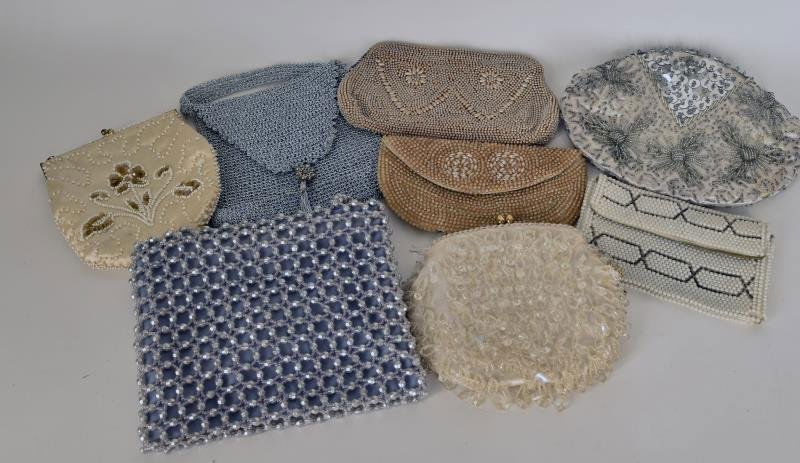 Group of Eight Vintage Beaded Bags Featuring silver and (1 of 1)
