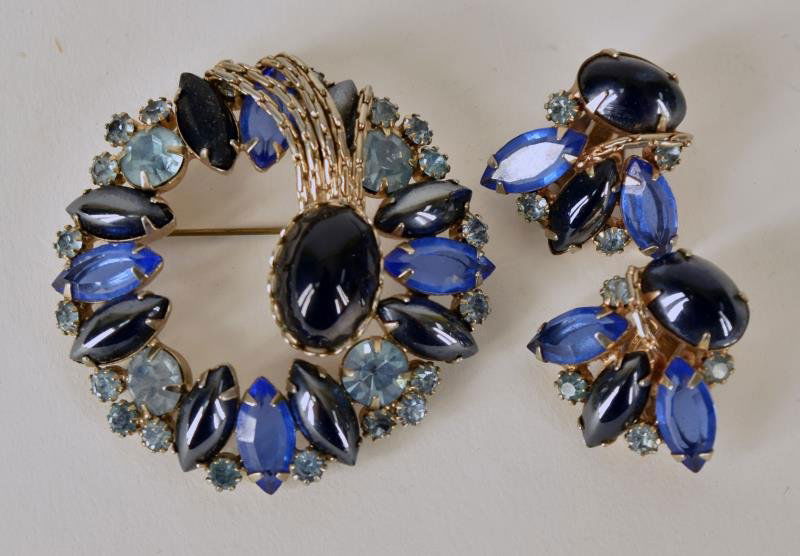 Vintage Blue Rhinestone Demi-Parure Set Consisting of (1 of 1)