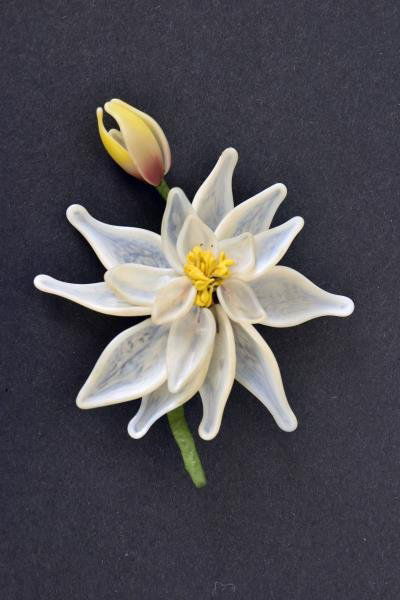 Unusual Glass Flower Pin Large 4.5" long and 3.5" wide, (1 of 2)