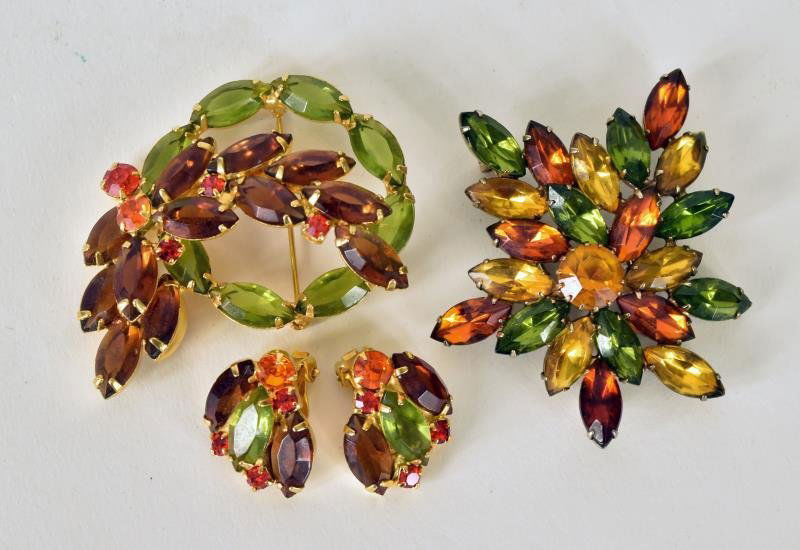 Vintage Rhinestone Fall Colors Pins Consisting of a (1 of 1)