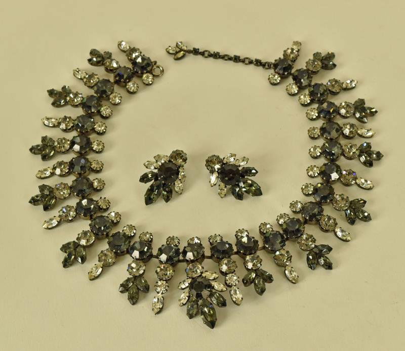 Vintage Smokey Rhinestone Demi-Parure Set Consisting of (1 of 5)