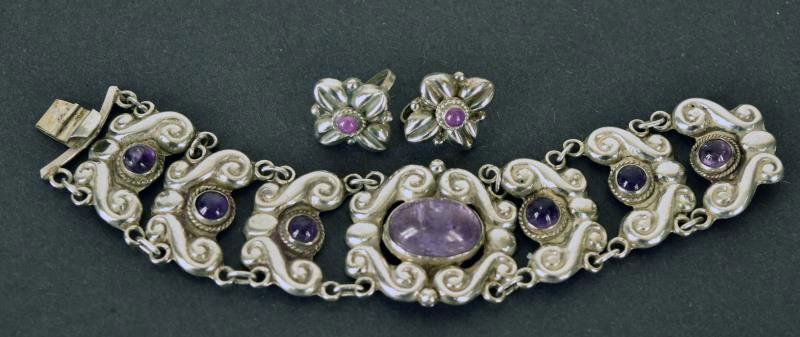 Sterling & Amethyst Demi-Parure Set Consisting of a (1 of 2)