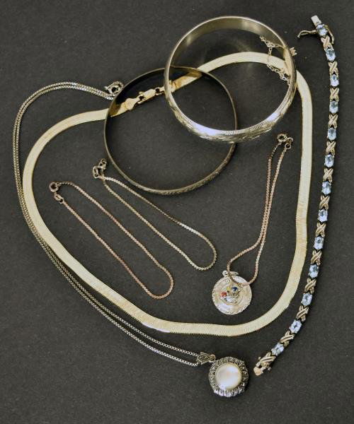 Group of Sterling Silver Jewelry Necklace, bangle (1 of 1)