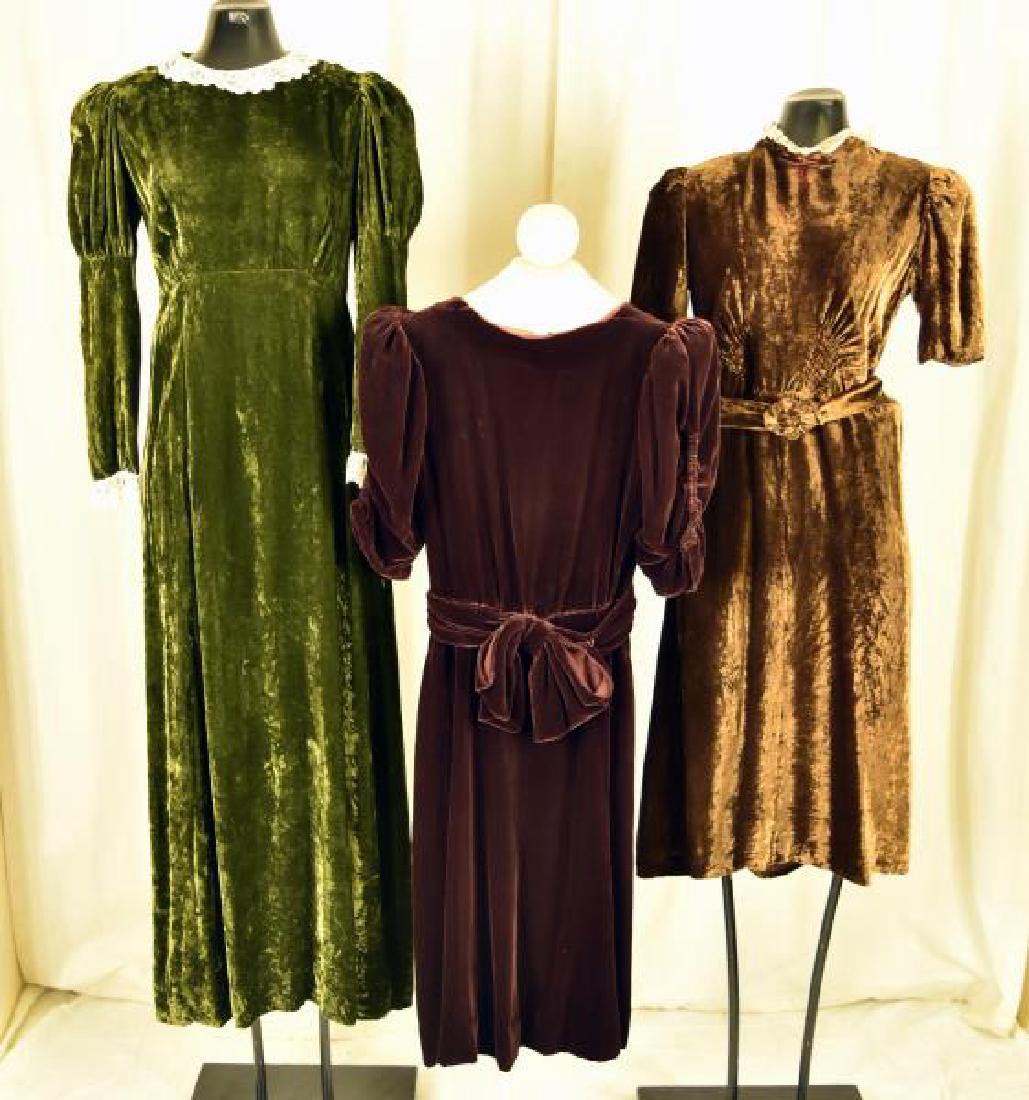 Three 30's & 40's Velvet Gown And Dresses (1 of 4)