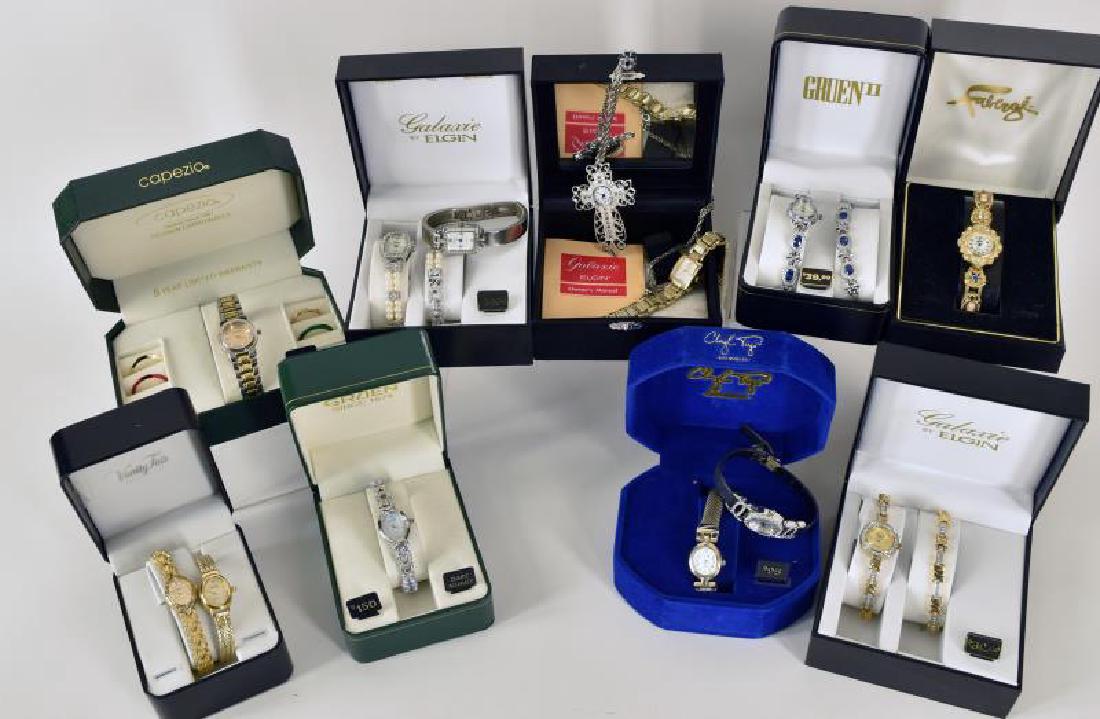Large Collection Of Woman's' Watches: Includes Three Galaxie Watches And Bracelets By Elgin, Two Gruen Watches, One Cherly Tyson, One Capazio And More. Possibly Will Work With New Batteries . Most In Original Boxes. Most Of Them Are Worki