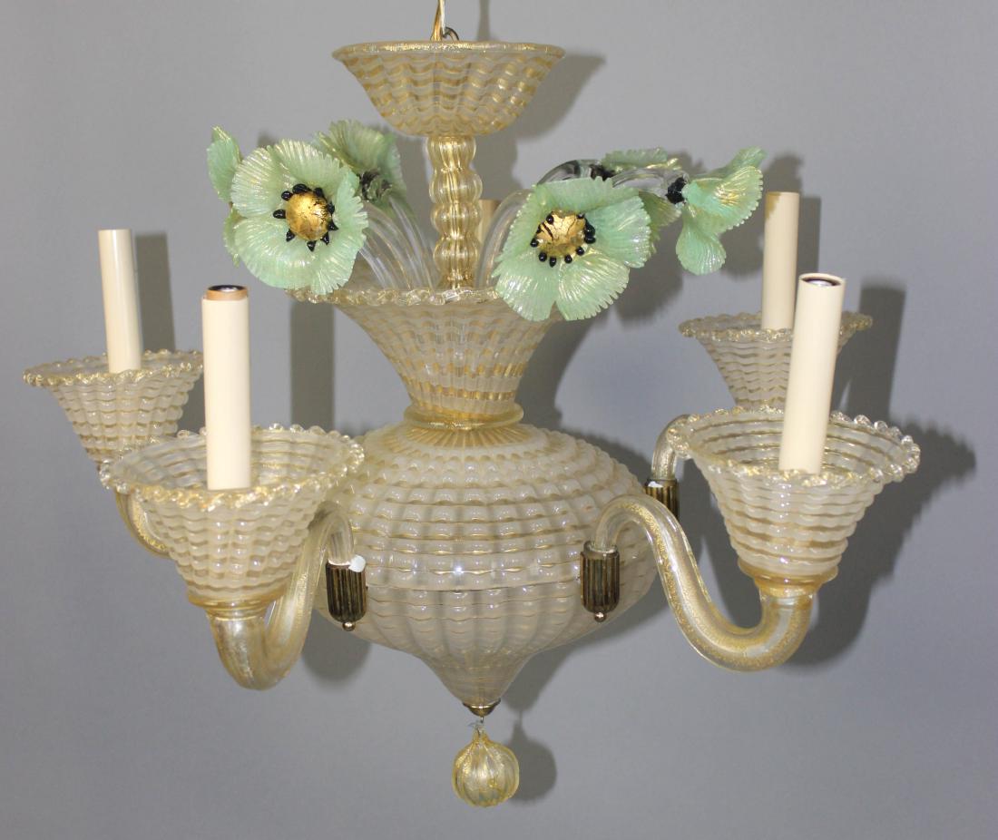 MURANO GLASS FLORAL FIVE-LIGHT CHANDELIER (1 of 2)