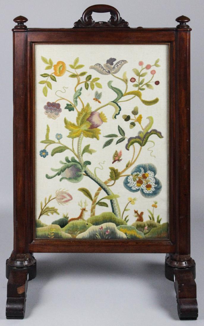 WALNUT AND CREWELWORK FIRESCREEN AND PROVINCIAL (1 of 4)