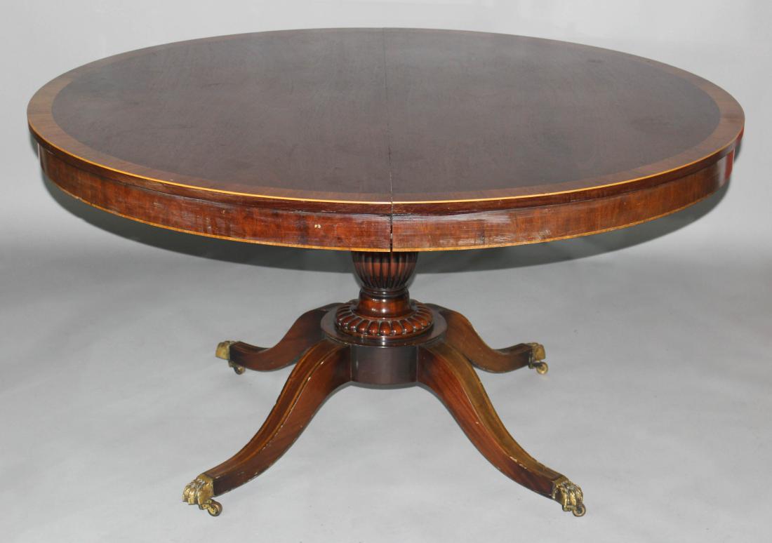 GEORGE III STYLE CROSSBANDED MAHOGANY SINGLE PEDESTAL (1 of 2)