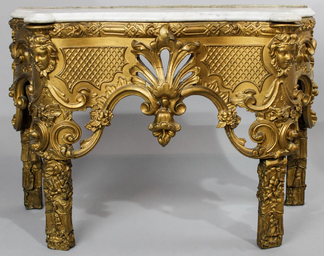 REGENCE STYLE GILTWOOD AND PRESSED GILDED METAL MARBLE (1 of 4)