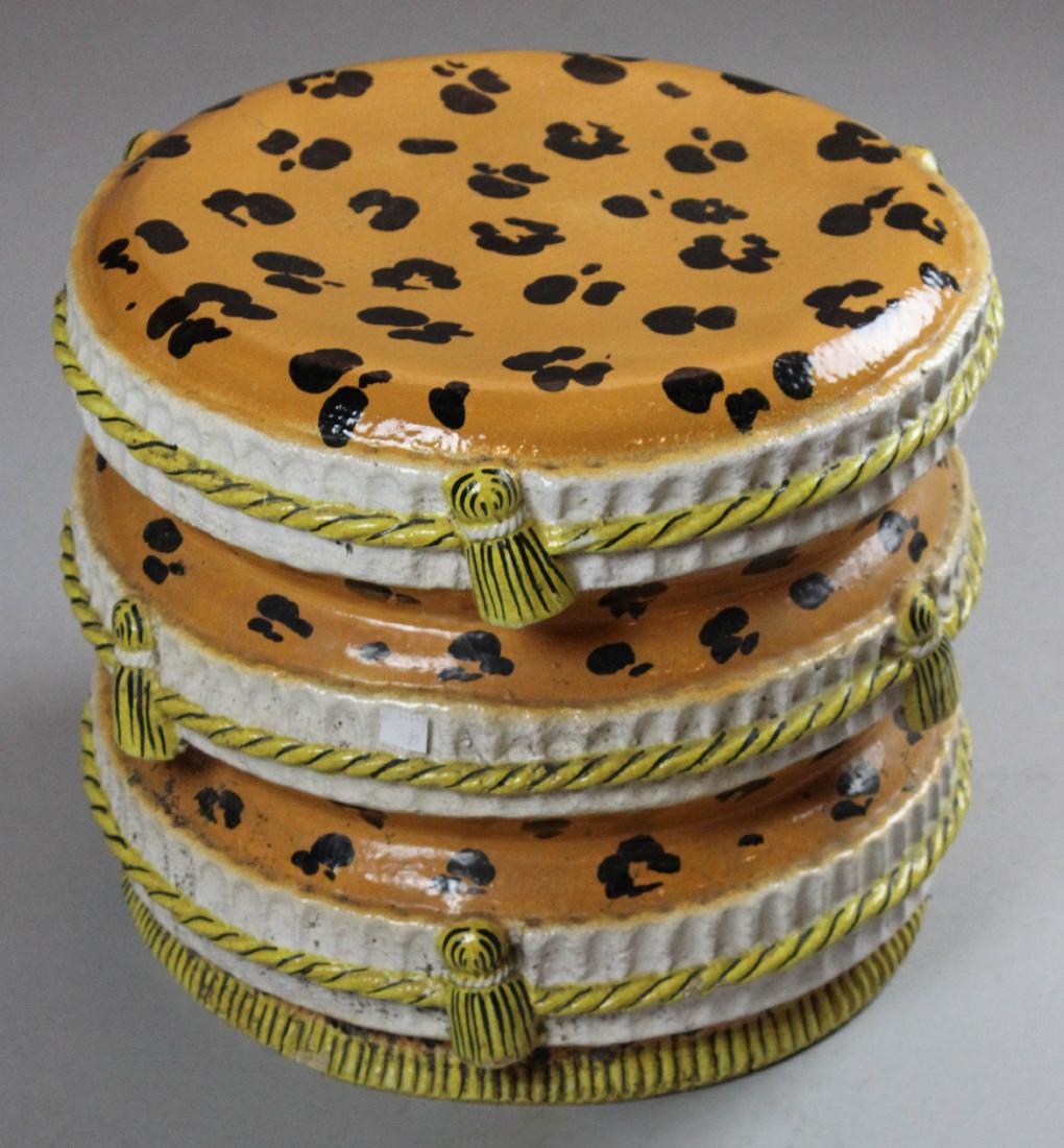MEISELMAN IMPORTS CERAMIC LEOPARD PRINT STOOL (1 of 2)