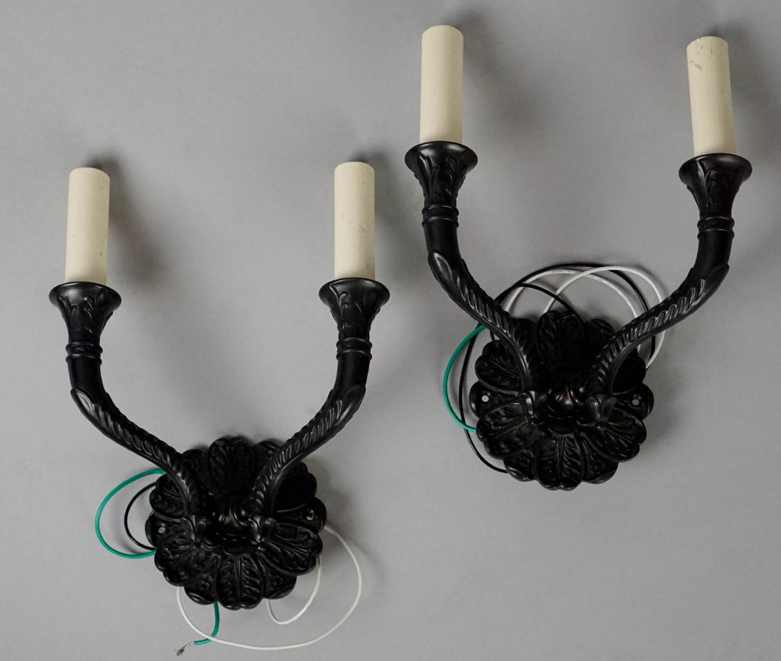 PAIR OF CAST BLACK PAINTED TWO ARM SCONCES, PROBABLY (1 of 1)