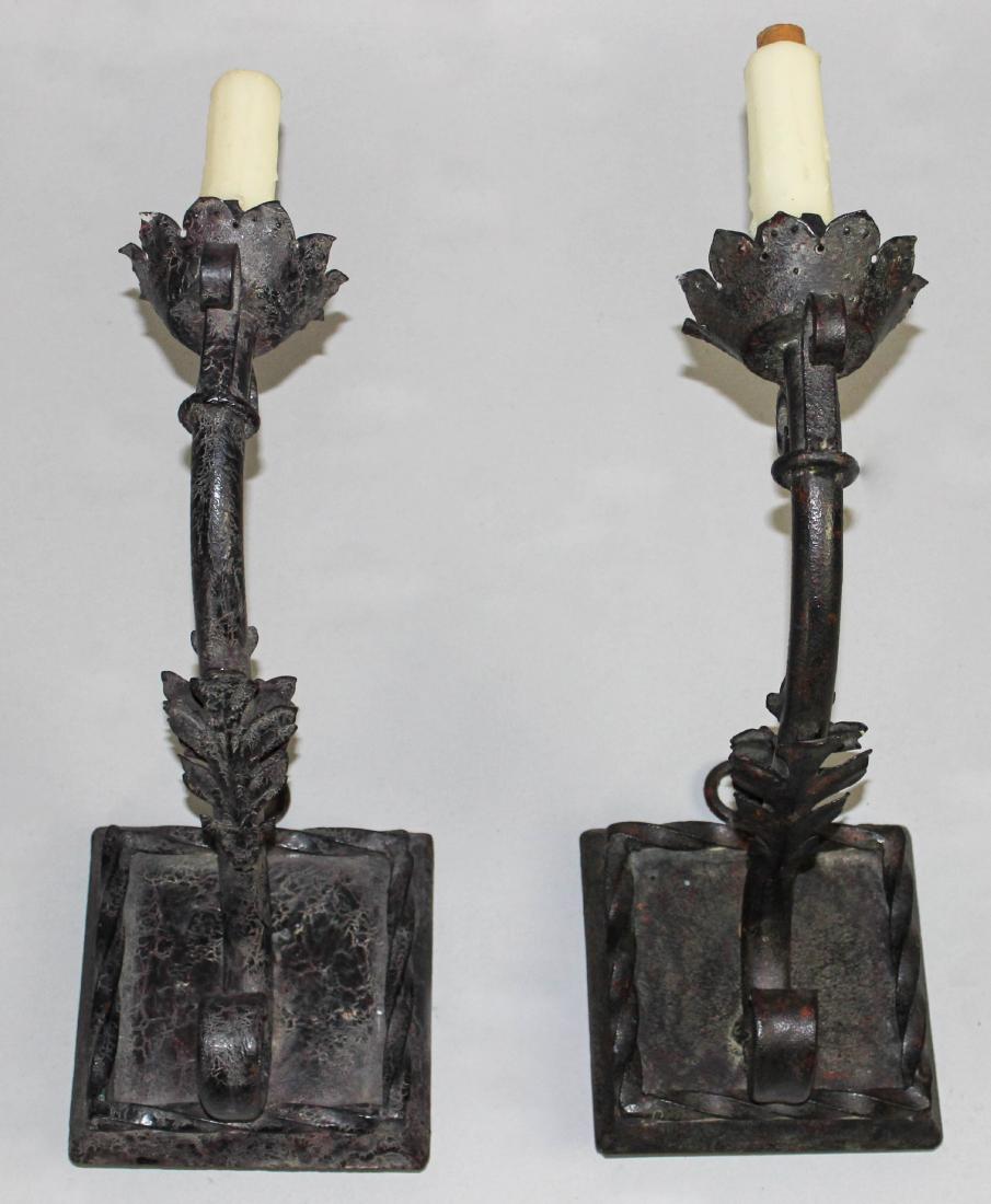 PAIR OF CAST FAUX BRONZE SINGLE-LIGHT WALL SCONCES (1 of 3)