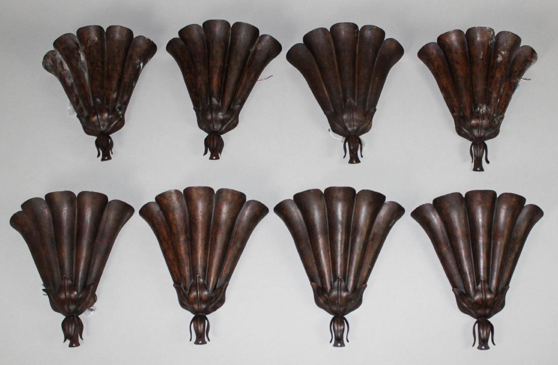 SET OF EIGHT FAUX BRONZE SCALLOPED SINGLE-LIGHT WALL (1 of 1)