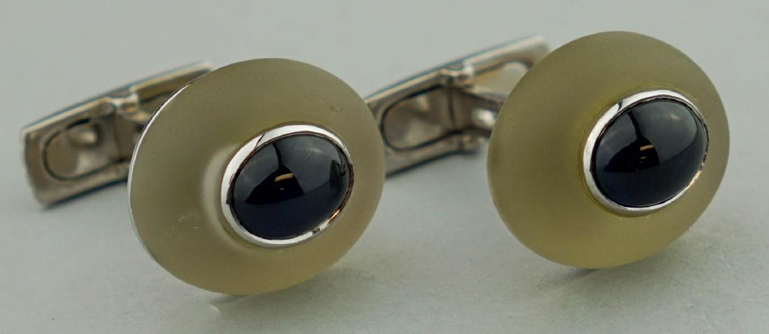 18K WHITE GOLD, FROSTED ROCK CRYSTAL AND CABOCHON (1 of 3)