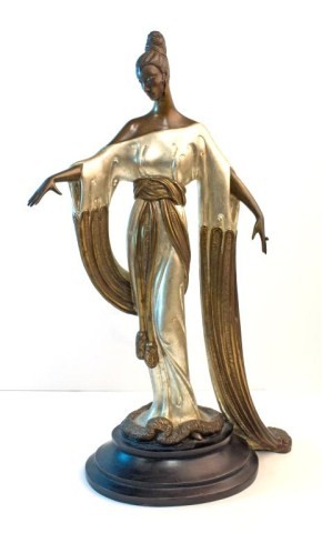 ERTE LIMITED EDITION BRONZE FIGURE ""NEGLIGEE"": Erte Limited Edition. Produced in 1984 #59/300. Measures 17"" height. Retail value of $19,000.00.