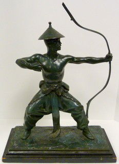 MALVINA HOFFMAN BRONZE "MONGOLIAN DANCER" SCULPTUR: Malvina Hoffman (1887-1966) 'Mongolian Dancer' inscribed 'Malvina Hoffman' (along the top of the base)--stamped 'ROMAN BRONZE WORKS INC. N.Y.' (along the side of the base) bronze with turquoise patina