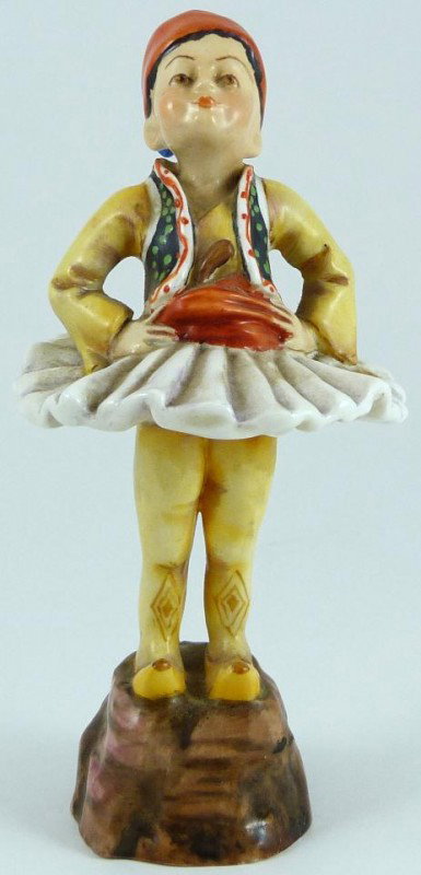 ROYAL WORCESTER FG DOUGHTY FIGURE GREECE: Royal Worcester World figure depicting girl with flowers. Represents the country of Greece. #3069. Measures 3 1/2" height (8.9cm). Guaranteed original.