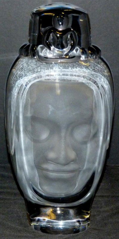 DAUM FRANCE FROSTED CRYSTAL BOUDDHA SCULPTURE: Roy (Wright Royston) Adzak (BRITISH, 1927-1988). Crystal sculpture of Bouddha modeled by Roy Adzak. Numbered 125/300 and signed Daum to side of base. Measures 13 3/4" height (34.9cm). Roy Adzak was bo