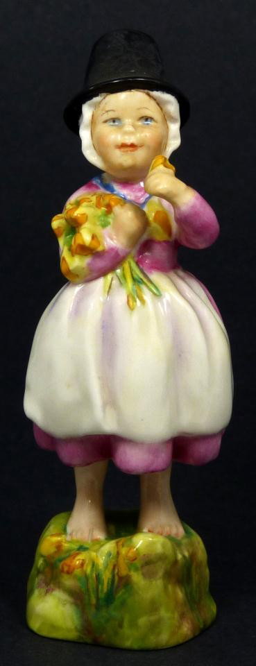 ROYAL WORCESTER FG DOUGHTY FIGURE WALES: Royal Worcester World figure depicting girl with flowers. Represents the country of Wales. #3103. Measures 5 1/4" height (13.3cm). Guaranteed original. Great. No apparent chips, cracks, crazing, break