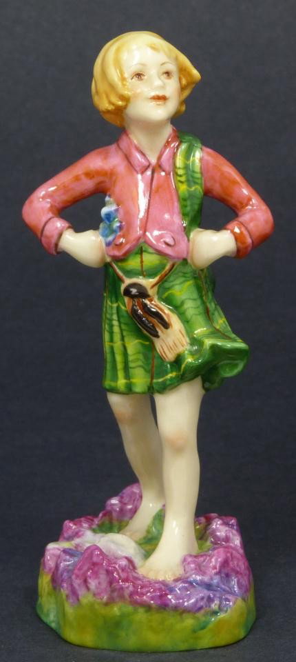 ROYAL WORCESTER FG DOUGHTY FIGURE SCOTLAND: Royal Worcester World figure depicting girl with hands on hips. Represents the country of Scotland. #3104. Measures 5 1/2" height (13.9cm). Guaranteed original. Great. No apparent chips, cracks, crazi