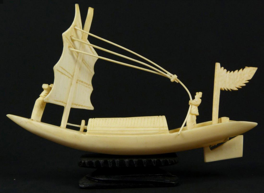 12 CHINESE HAND CARVED IVORY BOAT FIGURINE Jul 30, 2011 Elite