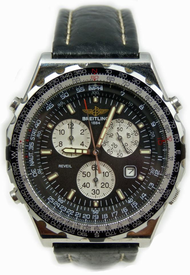 BREITLING S/S NAVITIMER JUPITER PILOT WRISTWATCH: Specifications: Model: Jupiter Pilot Production Years: 1995-1998 Gender: Mens Case Materials Available: Steel Movement: Breitling 59 Battery/Battery Life: 399/2 Years Water Resistance: 100m Bezel: Bid