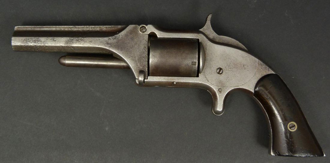 SMITH & WESSON Model 1 1/2 HAND-GUN, REVOLVER .32: Smith and Wesson Revolver, Model No 1-1/2, .32 caliber, single action, and five shot, Massachusetts 1878-1892, SN2527. Measures: 3 ½" barrel length (8.89 cm).