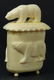270A: 19th C SIBERIAN CARVED BONE LIDDED POLAR BEAR BOX - 2