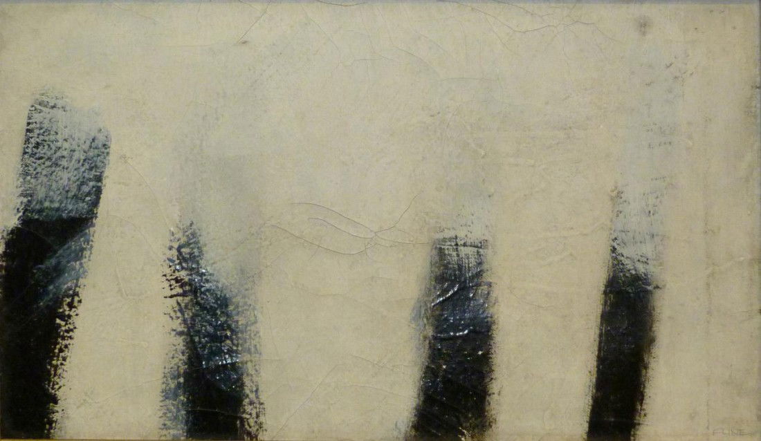 FRANZ KLINE ORIGINAL OIL PAINTING ON CANVAS: Franz Josef Kline (AMERICAN, 1910-1962) original oil painting on canvas of abstract design with 4 black stripes. Executed circa 1958 - 1960. Signed lower right. Authenticity guaranteed. Measures 12" h