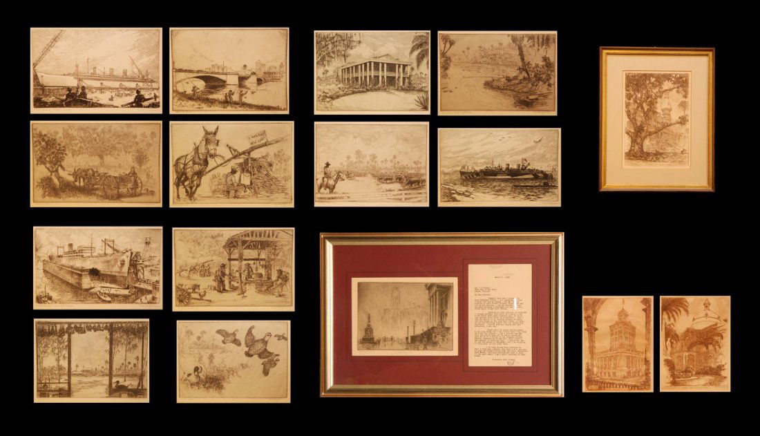 16 KENT HAGERMAN ORIGINAL ENGRAVING COLLECTION: Kurt Hagerman (AMERICAN, 1893 - 1978)16 piece collection of engravings. Each depicting a landscape scene and pencil signed. 2 are set in frames. Each measures approx. 10 1/2" x 7 1/2" (26.6cm x 19.5cm