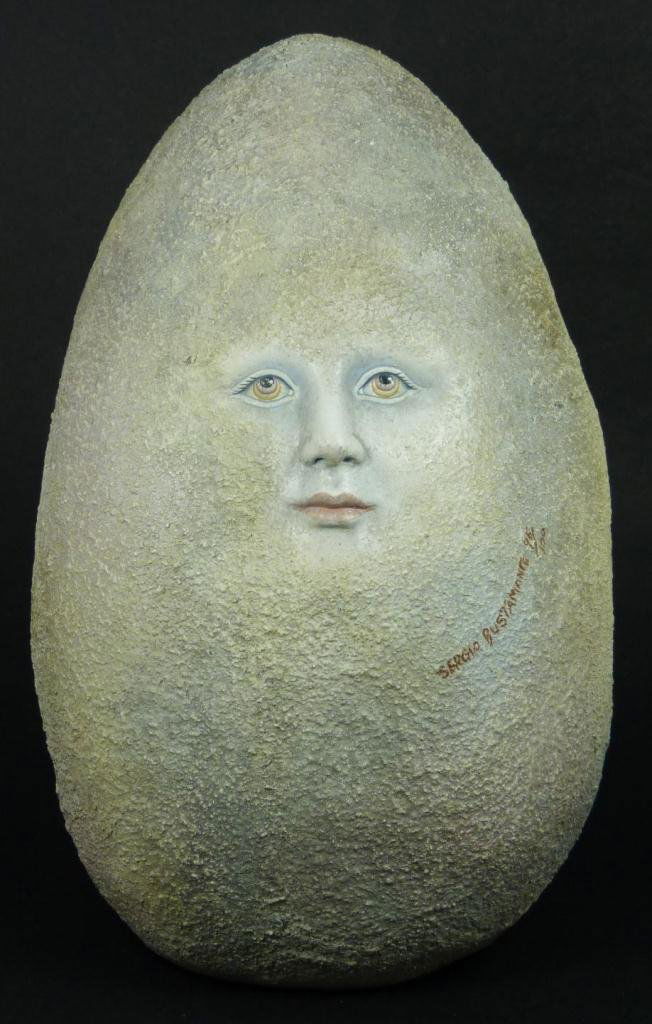 Sergio Bustamante Ceramic Moon Face Egg