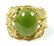 127: A 14K YELLOW GOLD CABOCHON JADE RING