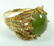 127: A 14K YELLOW GOLD CABOCHON JADE RING - 2