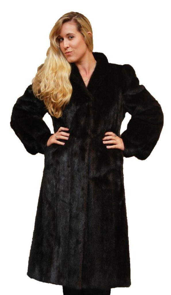 FADEN FURS BROWN MINK FUR COAT WITH 3 SHAWLS: Faden Furs, New York long brown mink fur coat having a black silk interior. Includes 3 white and light brown shawls. Coat measures 44" length x 21" chest x 16" sleeve length (111.7cm x 53.3cm x 40.6cm