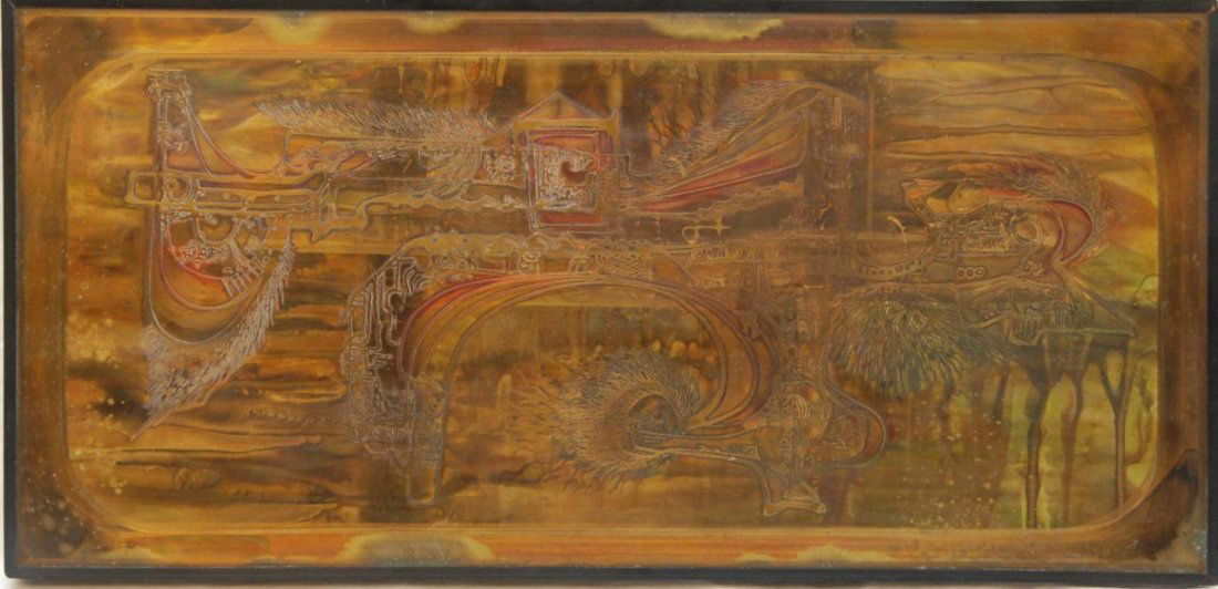 BERNHARD ROHNE ALUMINUM ABSTRACT WALL PANEL: Bernhard E. Rohne (CANADA, 1944 - ) original aluminum abstract wall panel. Measures 11 1/2" height x 24" length (29.2cm x 60.9cm).