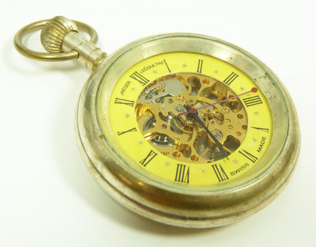JAEGER LE COULTRE SILVER SKELETON POCKET WATCH