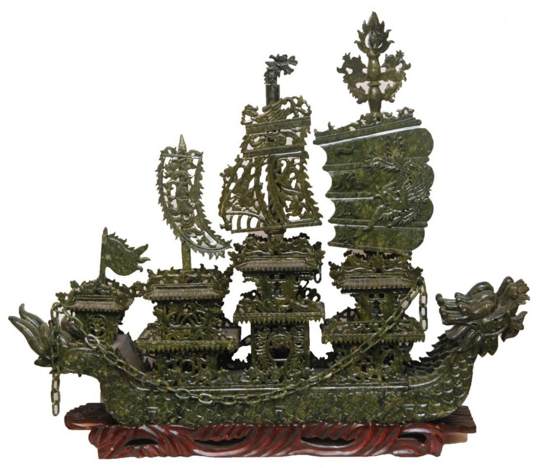 LARGE CHINESE SPINACH JADE DRAGONS SHIP Mar 16, 2013 Elite