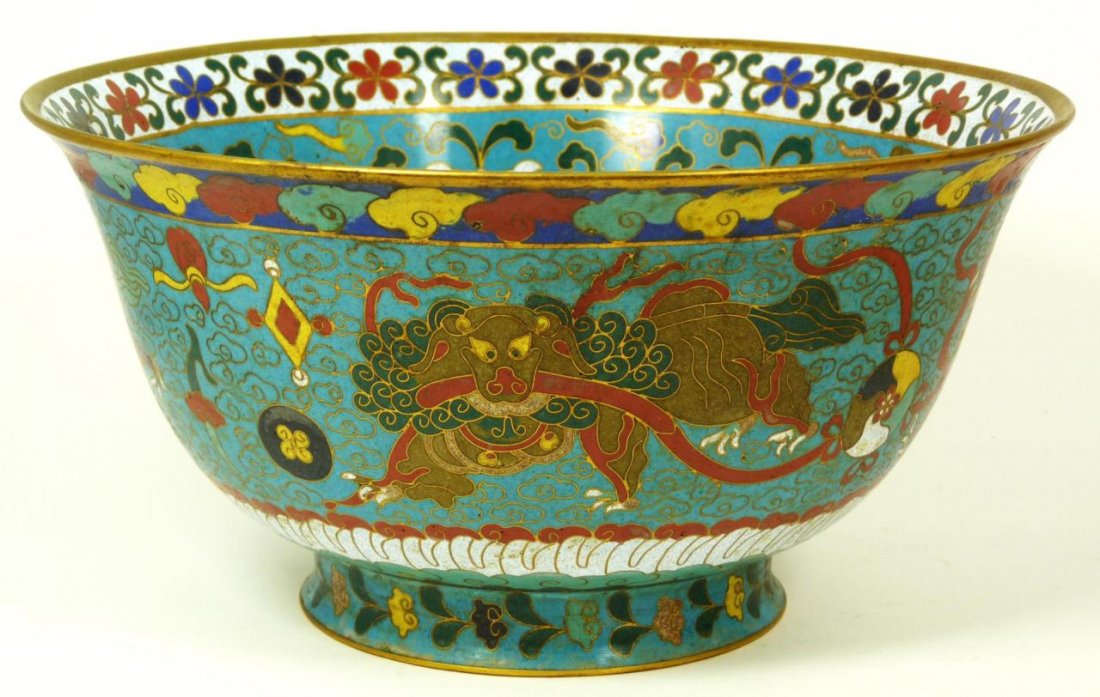19th CENTURY CHINESE CLOISONNE ENAMEL BOWL