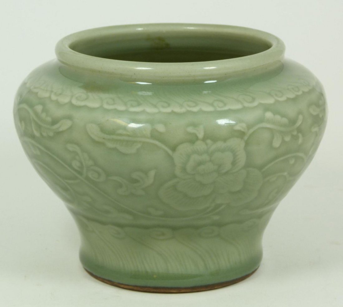 CHINESE CELADON PORCELAIN LOTUS BLOSSOMS VASE