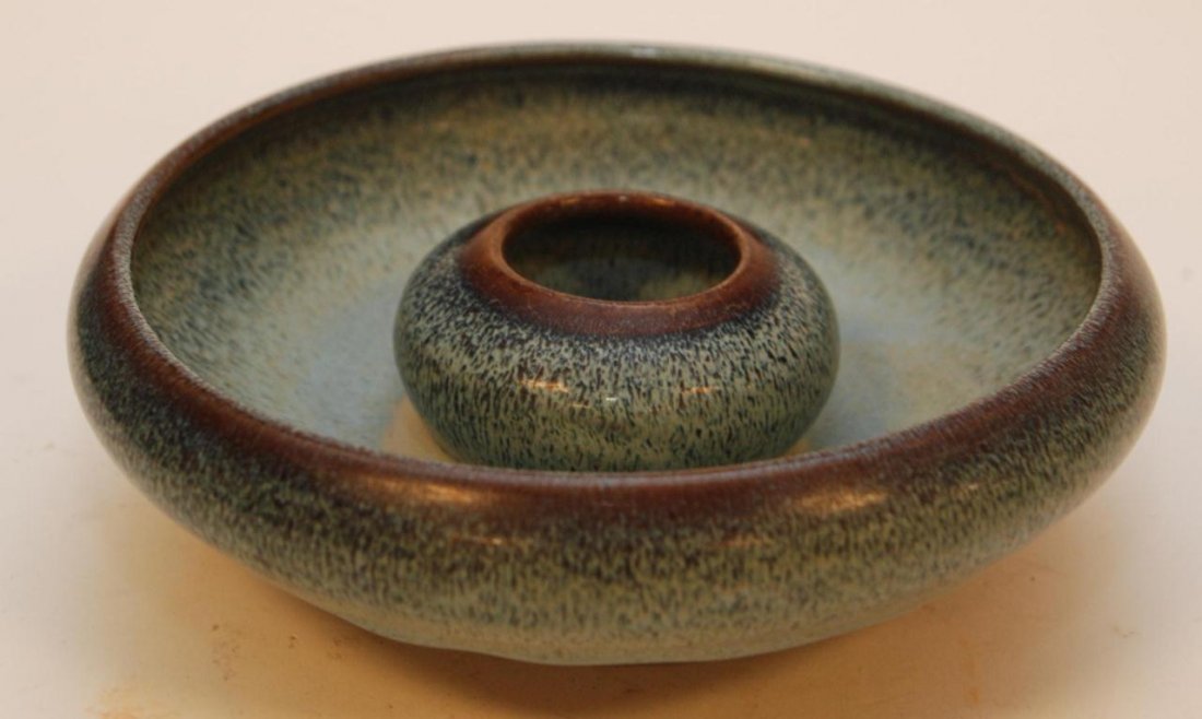 CHINESE JUNYAO DRIP GLAZE BRUSH WASHER BOWL: Measures 8 1/2" diameter (21.59cm).