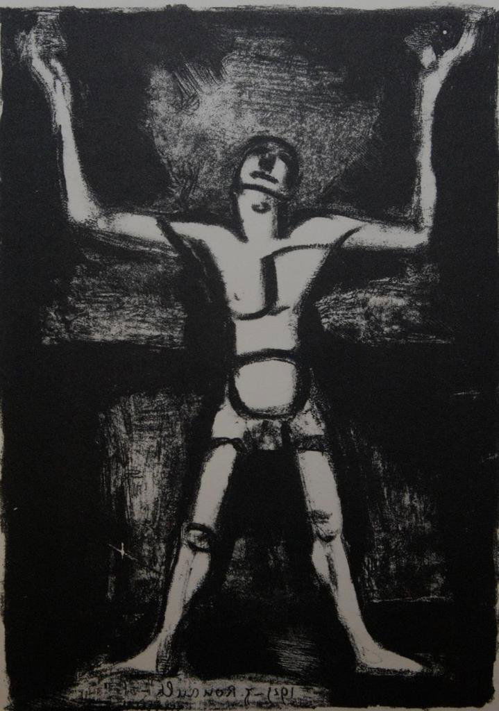 GEORGES ROUAULT LE JONGLEUR LITHOGRAPH: Georges Rouault (FRENCH, 1871–1958) lithograph depicting a juggler. Titled Le jongleur (The Juggler); one of thirteen lithographs from the Saltimbanques series, 1925. Measures 9in(22.86cm) Height x