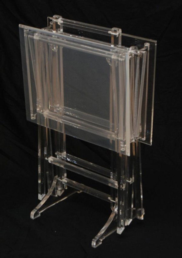 MID CENTURY MODERN LUCITE FOLDING TV TRAY TABLES Lot 278