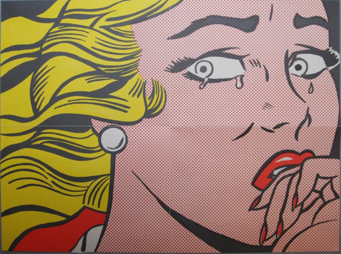 LICHTENSTEIN 1963 OFFSET LITHOGRAPH 'CRYING GIRL': Roy Lichtenstein (AMERICAN, 1923-1997) 'Crying Girl' 1963 offset lithograph in colors. Published by Leo Castelli Gallery, New York. Measures 17" height x 23" width (43.1 x 58.4cm).