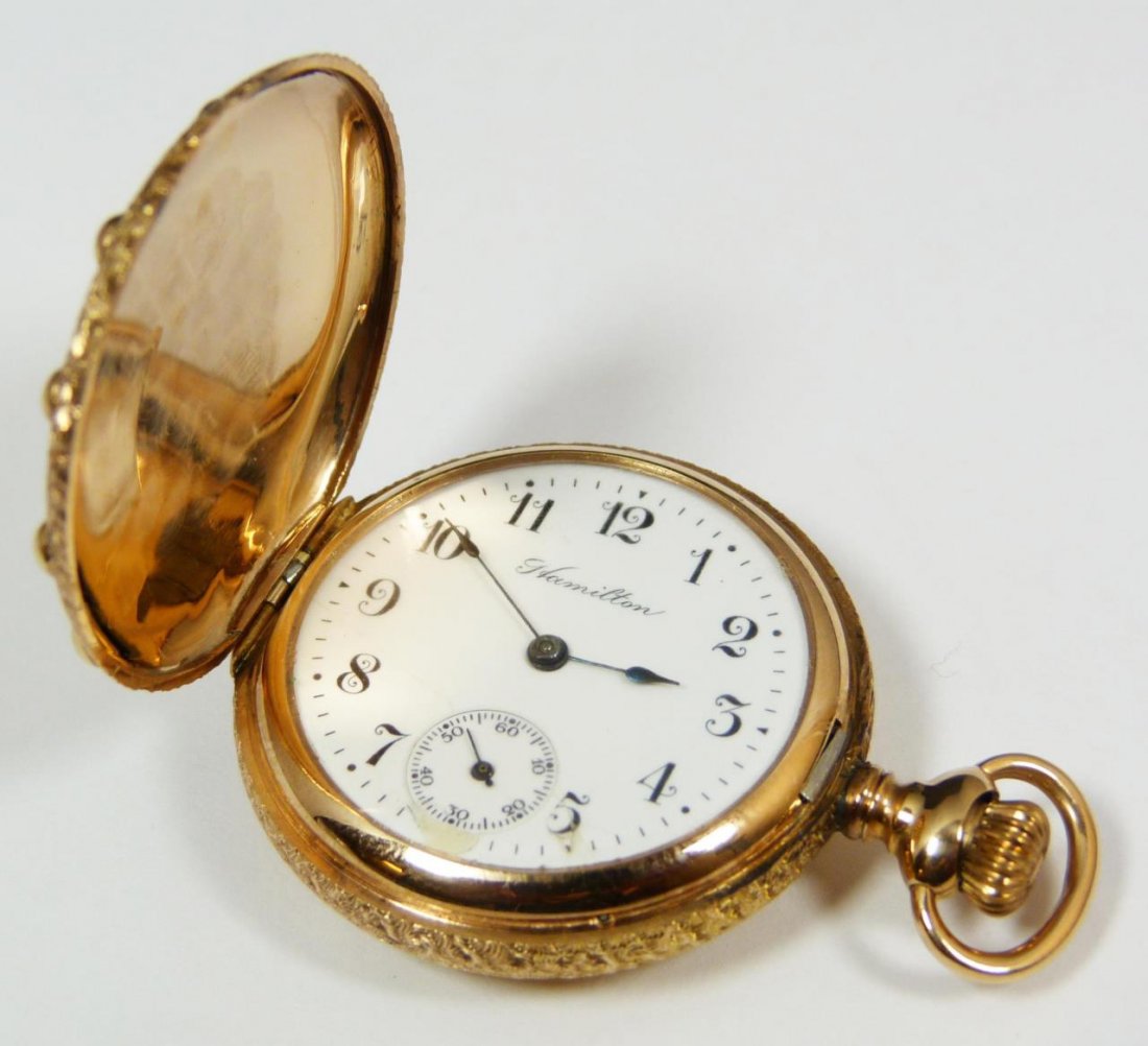 LADIES HAMILTON 14K YELLOW GOLD POCKET WATCH
