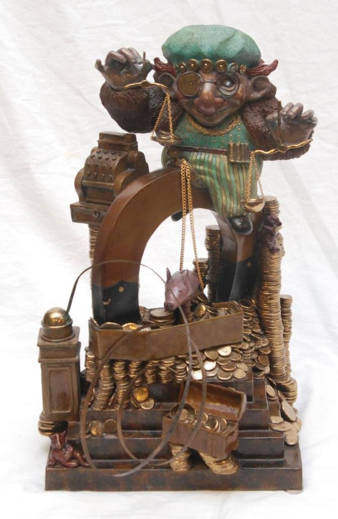 CHARLES BRAGG BRONZE SCULPTURE 'MIDAS': Charles Bragg (AMERICAN, 1931) bronze sculpture depicting King Midas with all his splendor. Titled 'Midas'. Edition number 84/305. Executed in 1989. Signed to top of last step on back. Impressed marke