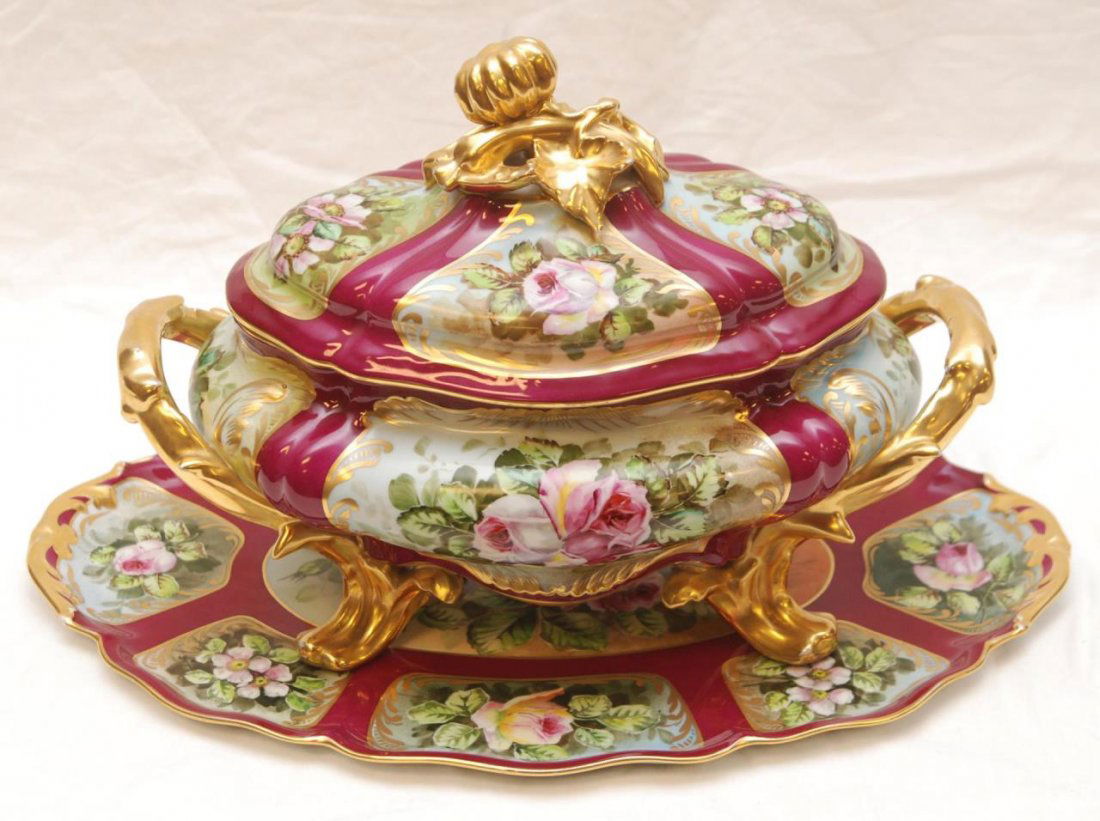 LIMOGES FRENCH PORCELAIN TUREEN & PLATTER