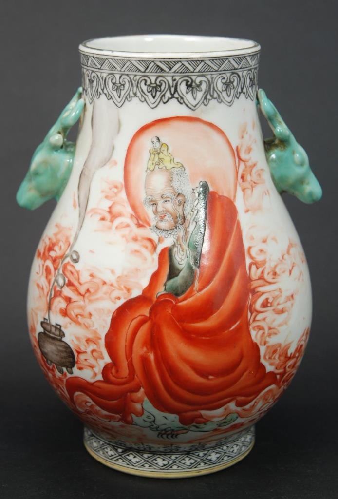 CHINESE REPUBLIC PERIOD PORCELAIN SILVER RIM VASE