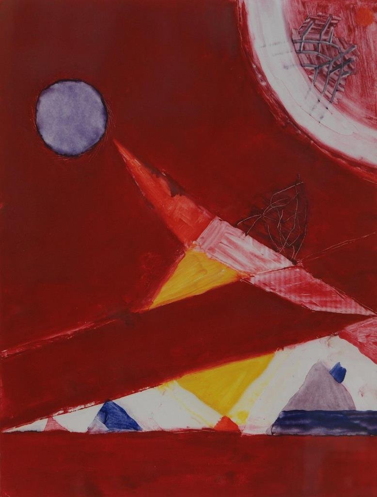 FRANK LOBDELL 1977 COLOR MONOTYPE: FRANK LOBDELL 1977 COLOR MONOTYPE Bay area painter, abstract 20th century artist renowned artist died in 12-2013. Measures 22" wide (55.88cm) x 28" tall (71.12cm) plus 2" frame dated July 13, 1977 han